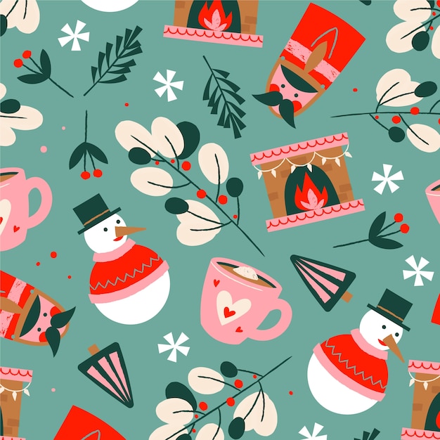 Diseño de patrón de Navidad plano