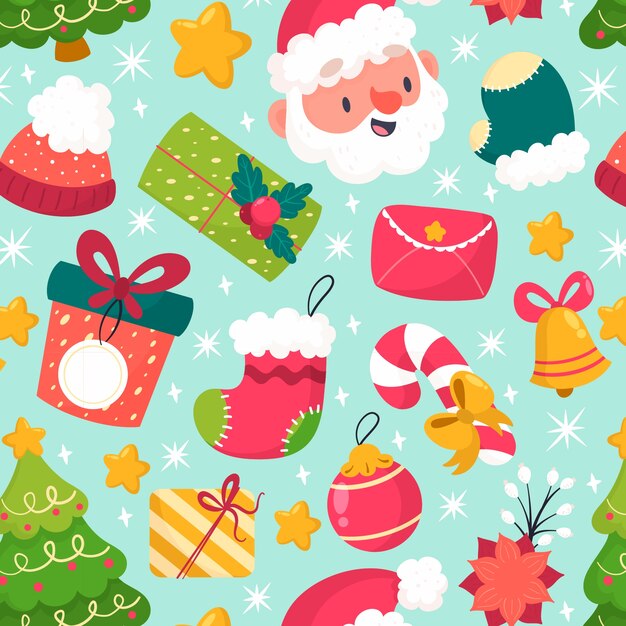 Diseño de patrón de Navidad plano