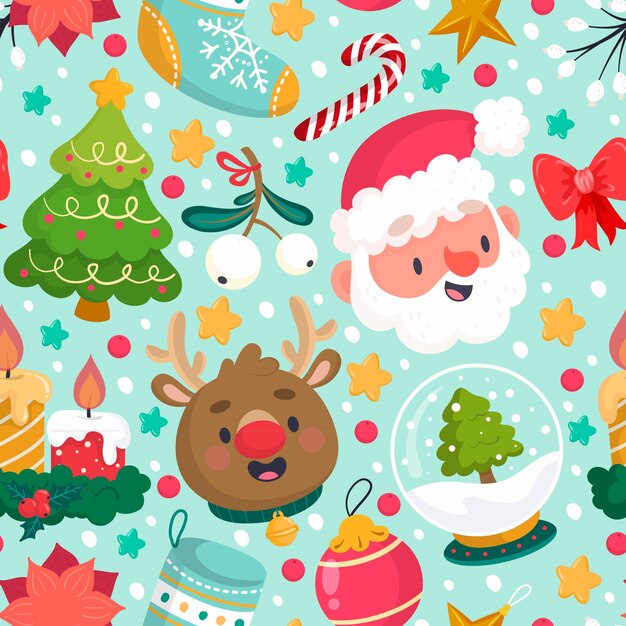 Diseño de patrón de Navidad plano