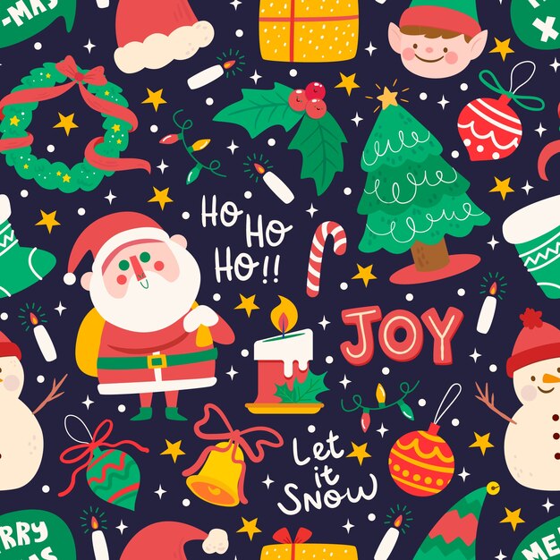 Diseño de patrón de Navidad plano