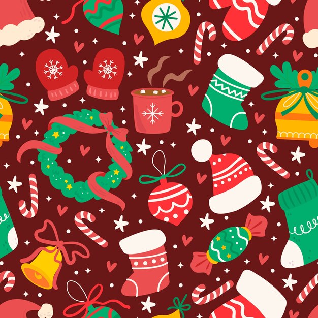 Diseño de patrón de Navidad plano