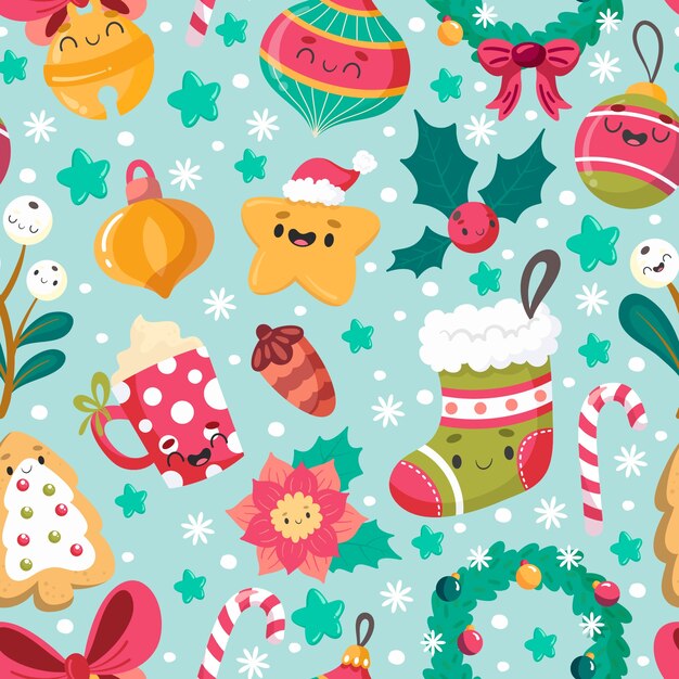 Diseño de patrón de Navidad plano