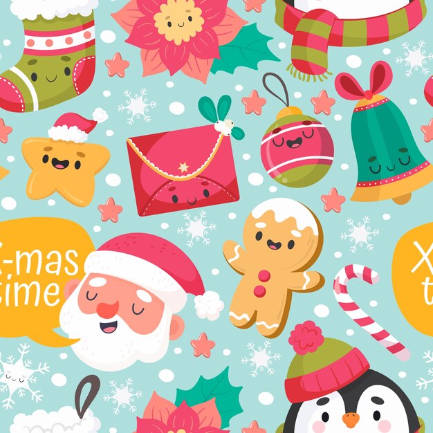 Diseño de patrón de Navidad plano