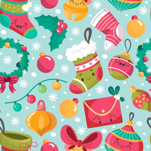 Diseño de patrón de Navidad plano