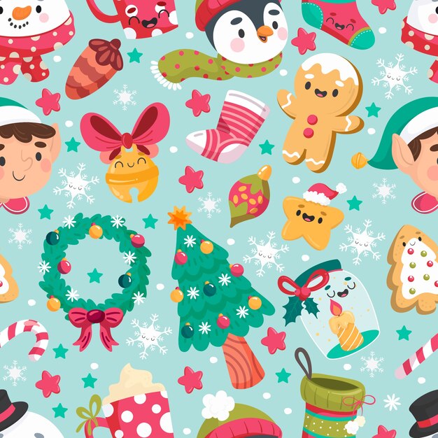 Diseño de patrón de Navidad plano
