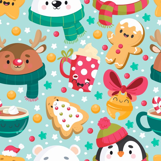 Diseño de patrón de Navidad plano