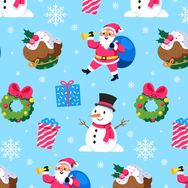 Diseño de patrón de Navidad plano