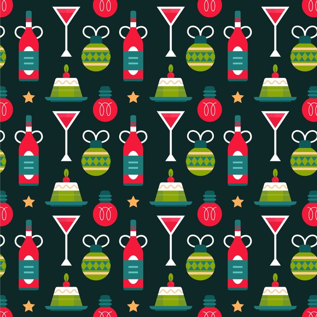 Diseño de patrón de Navidad plano