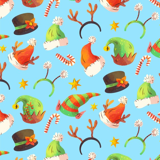 Diseño de patrón navideño en acuarela.