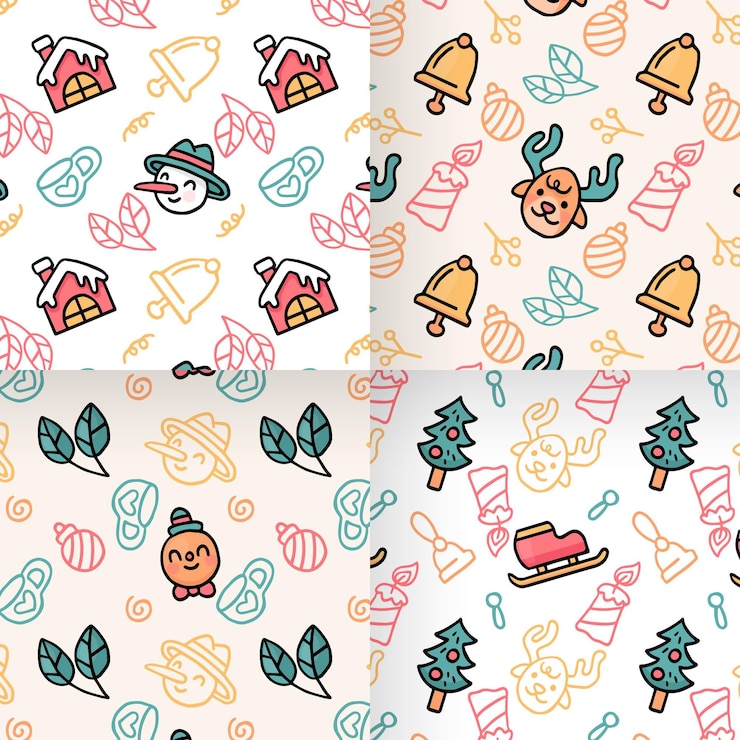 Vector gratuito diseño de patrón navideño dibujado a mano