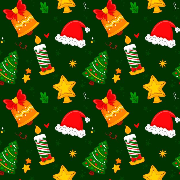 Diseño de patrón navideño dibujado a mano