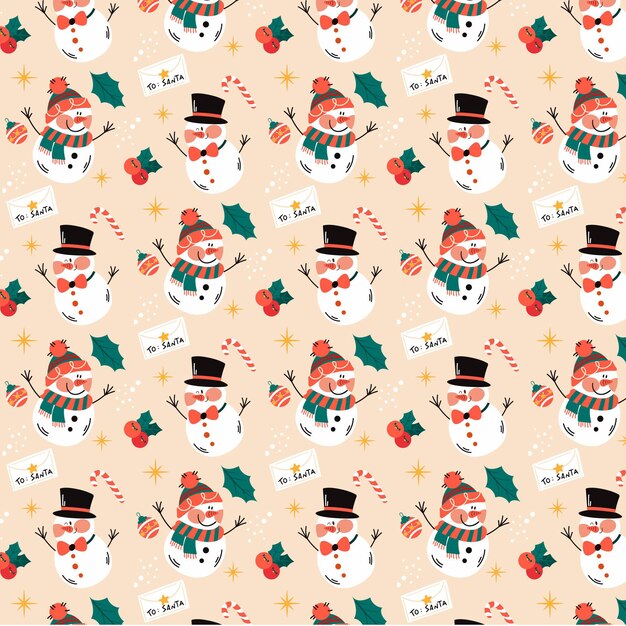 Diseño de patrón navideño dibujado a mano