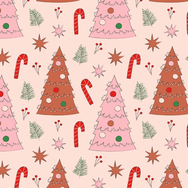 Diseño de patrón navideño dibujado a mano