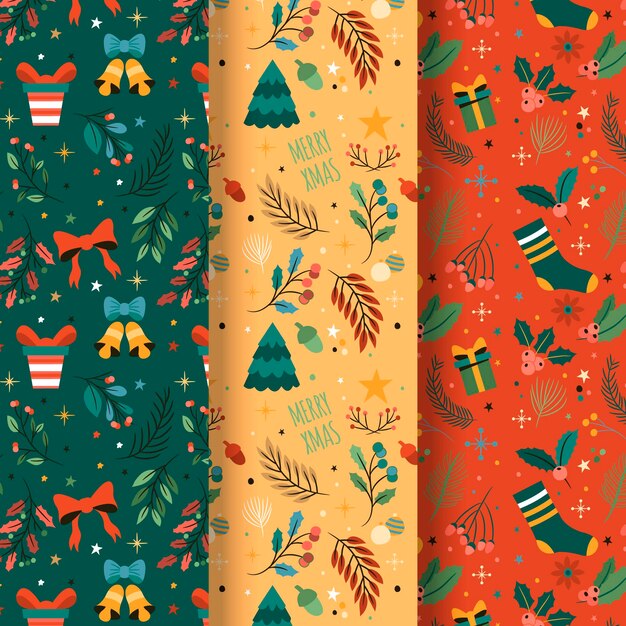 Diseño de patrón navideño dibujado a mano