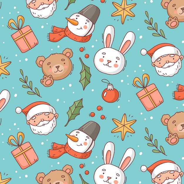 Diseño de patrón navideño dibujado a mano
