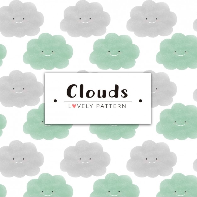 Vector gratuito diseño de patrón de nubes sonriendo