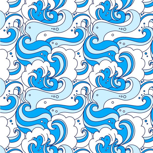 Diseño de patrón de onda japonés dibujado a mano