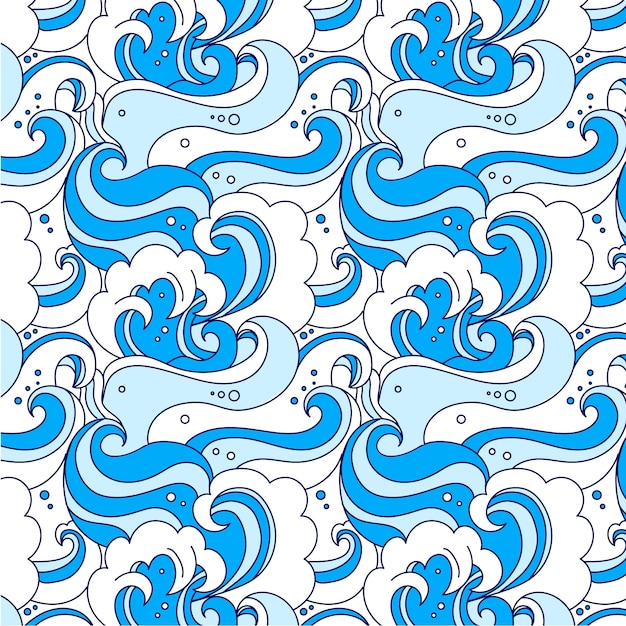 Diseño de patrón de onda japonés dibujado a mano