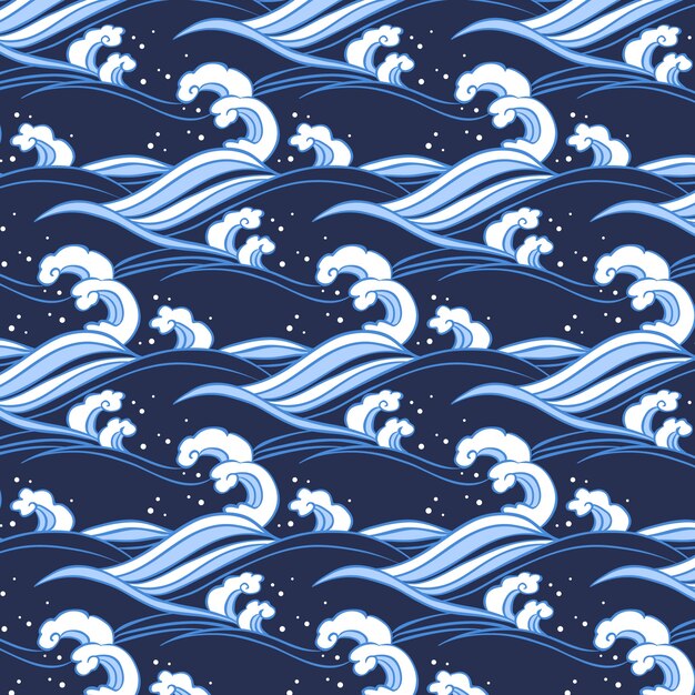 Diseño de patrón de onda japonés dibujado a mano
