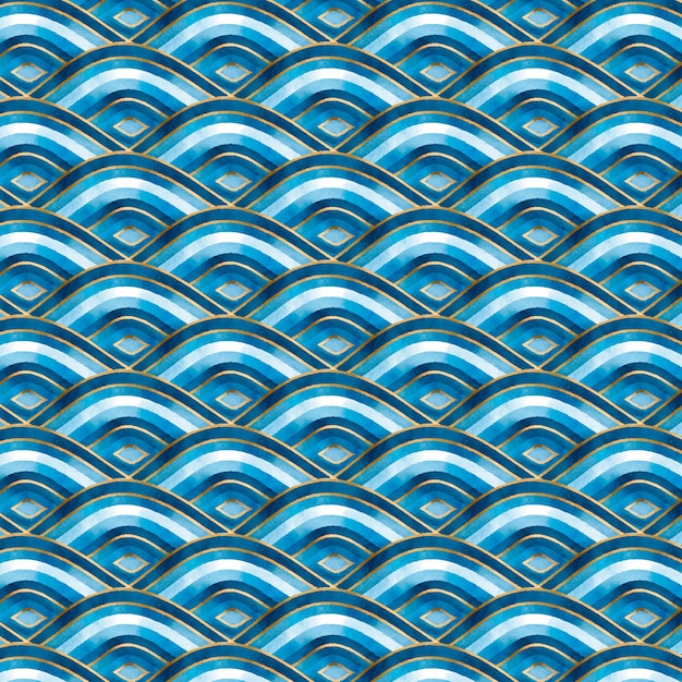 Diseño de patrón de onda japonesa acuarela