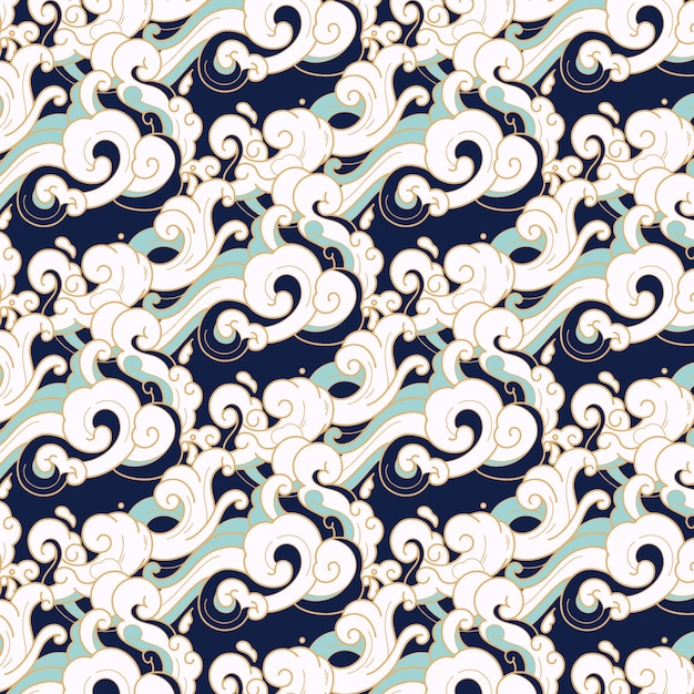 Diseño de patrón de onda japonesa de diseño plano