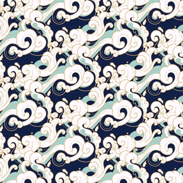 Diseño de patrón de onda japonesa de diseño plano