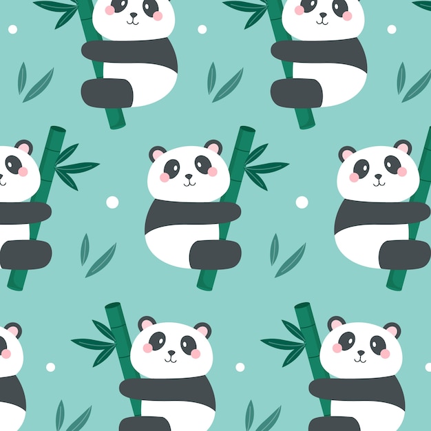 Diseño de patrón de panda dibujado a mano