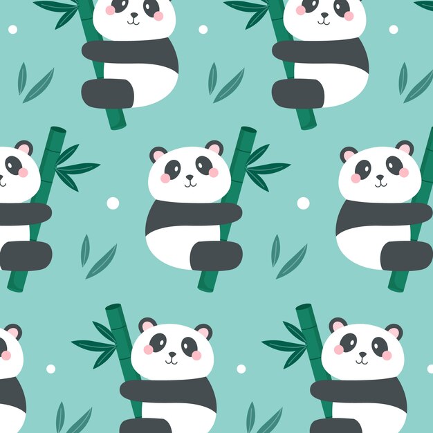 Diseño de patrón de panda dibujado a mano