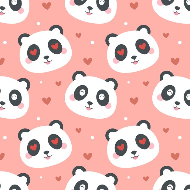 Diseño de patrón de panda dibujado a mano