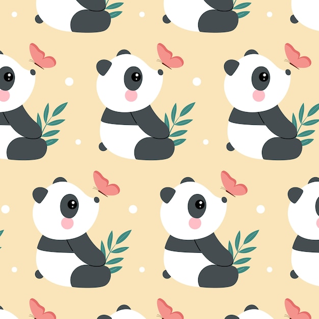 Diseño de patrón de panda dibujado a mano