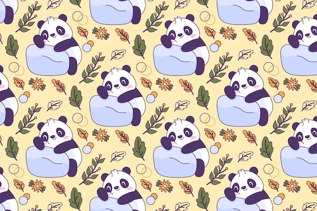 Vector gratuito diseño de patrón de panda dibujado a mano