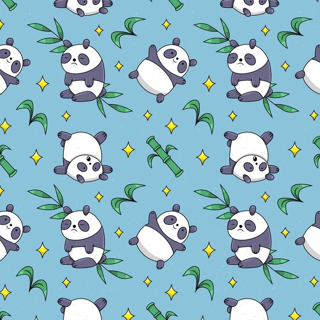 Diseño de patrón de panda dibujado a mano
