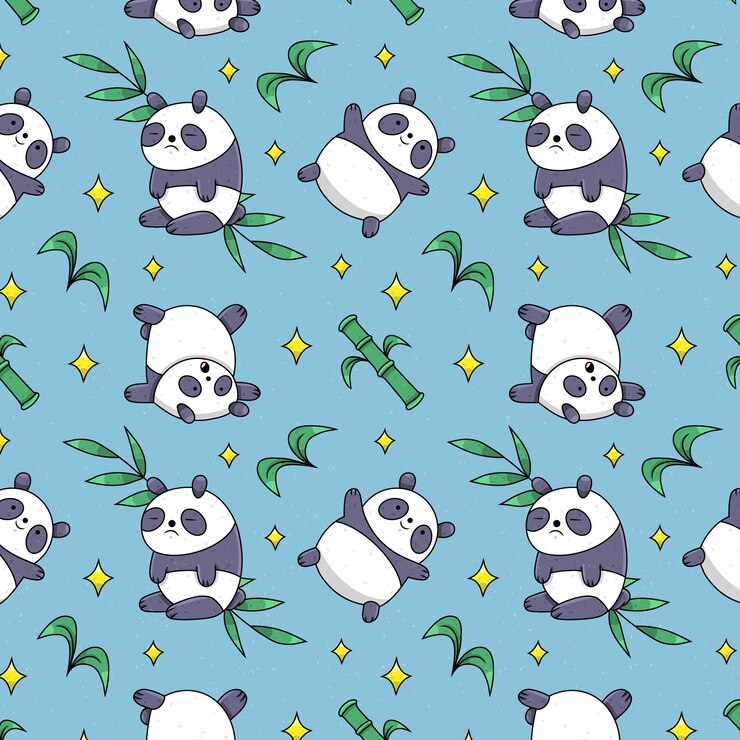 Diseño de patrón de panda dibujado a mano