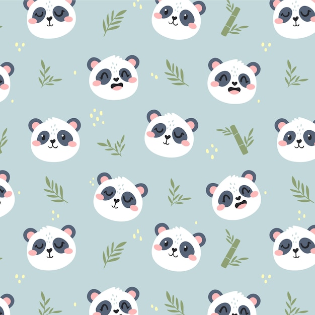 Vector gratuito diseño de patrón de panda de diseño plano