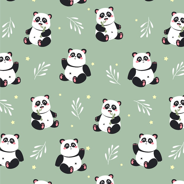 Diseño de patrón de panda de diseño plano