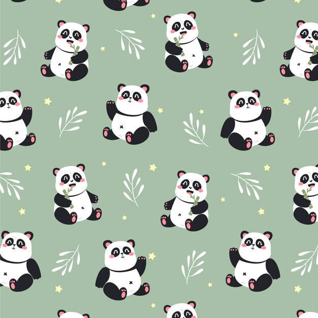 Diseño de patrón de panda de diseño plano