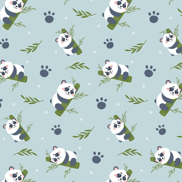Diseño de patrón de panda de diseño plano