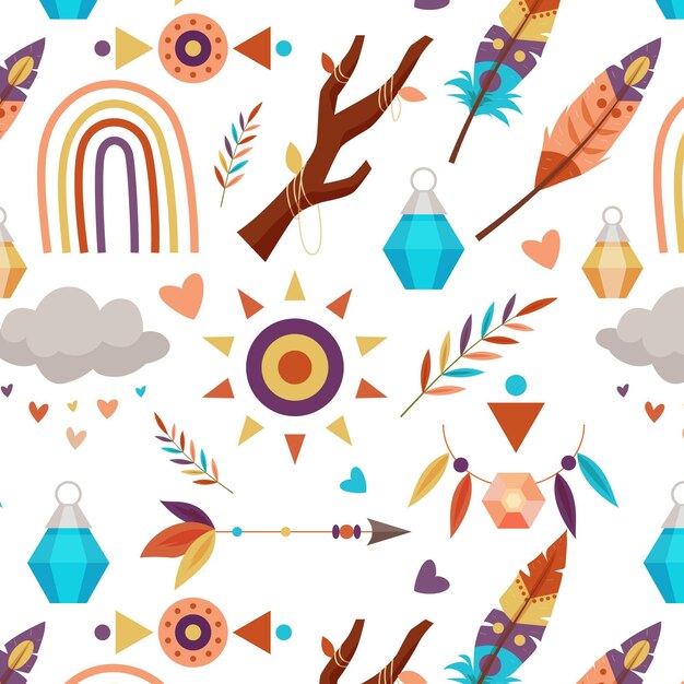 Diseño de patrón plano boho