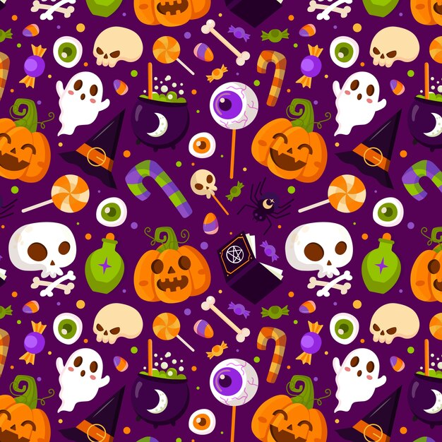 Diseño de patrón plano para la celebración de Halloween