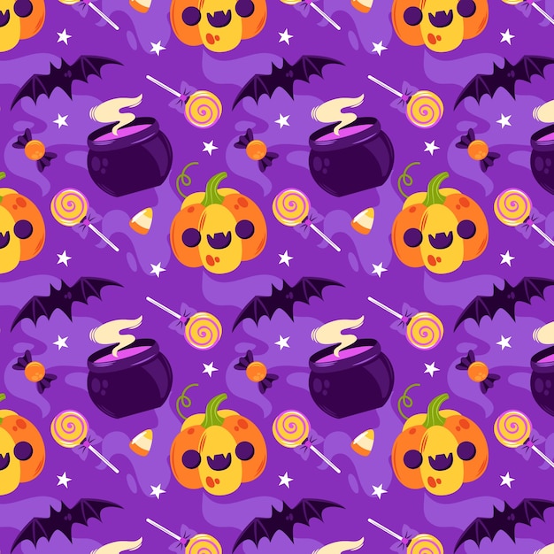 Diseño de patrón plano para la celebración de Halloween