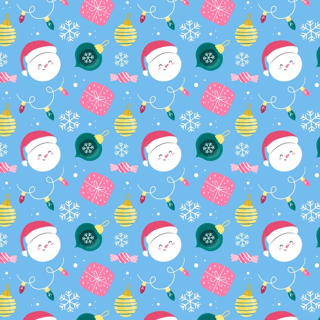 Diseño de patrón plano para la celebración de la temporada navideña.