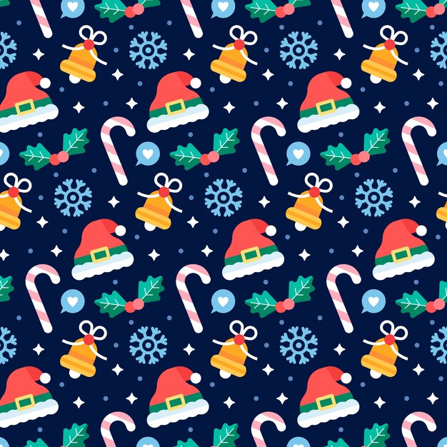 Diseño de patrón plano para la celebración de la temporada navideña.
