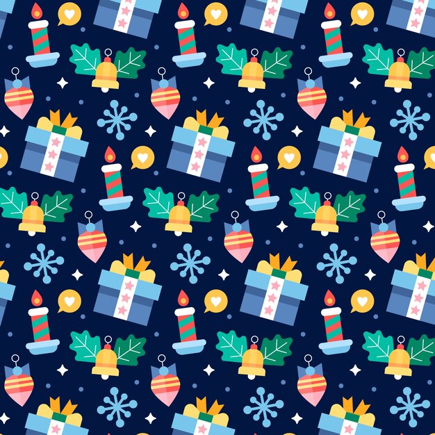 Diseño de patrón plano para la celebración de la temporada navideña.