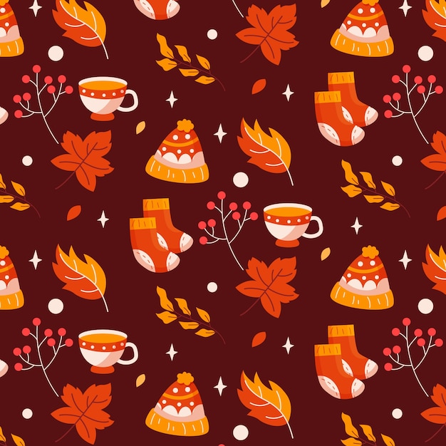 Diseño de patrón plano para la celebración de la temporada de otoño