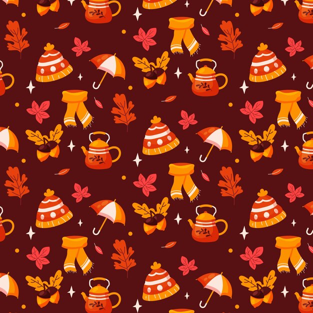 Diseño de patrón plano para la celebración de la temporada de otoño