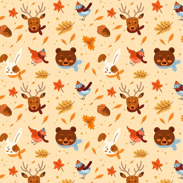 Diseño de patrón plano para la celebración de la temporada de otoño