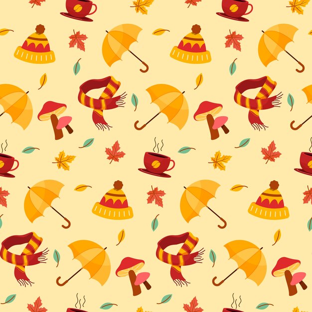 Diseño de patrón plano para la celebración de la temporada de otoño