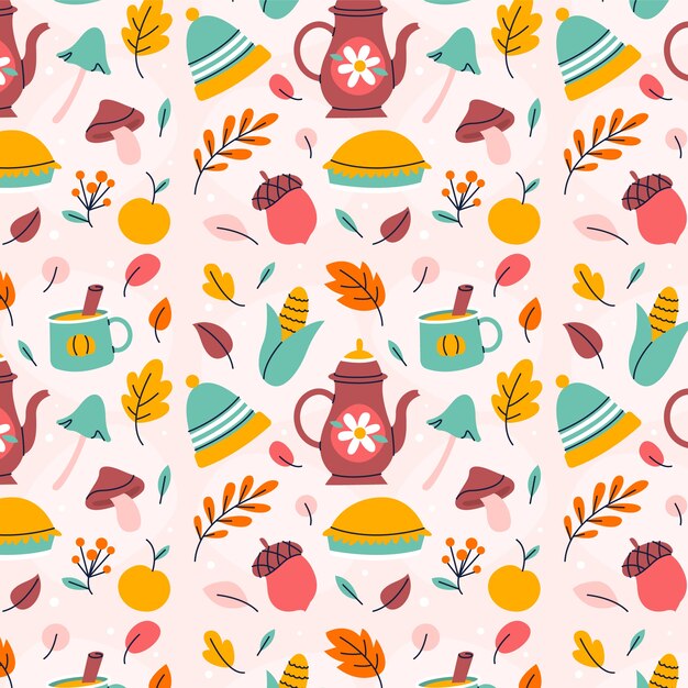 Diseño de patrón plano para la celebración de la temporada de otoño