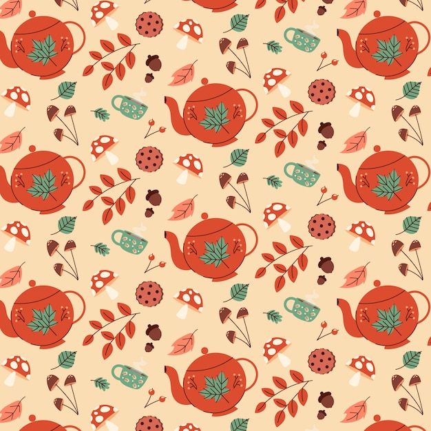 Diseño de patrón plano para la celebración de la temporada de otoño