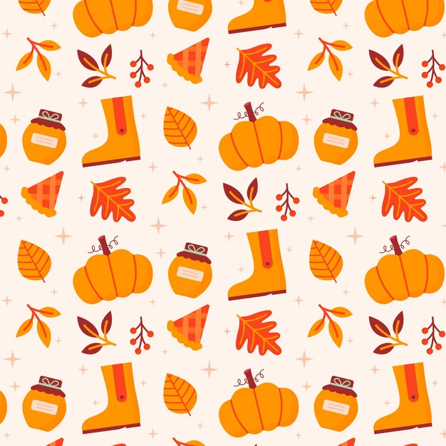 Diseño de patrón plano para la celebración de la temporada de otoño.